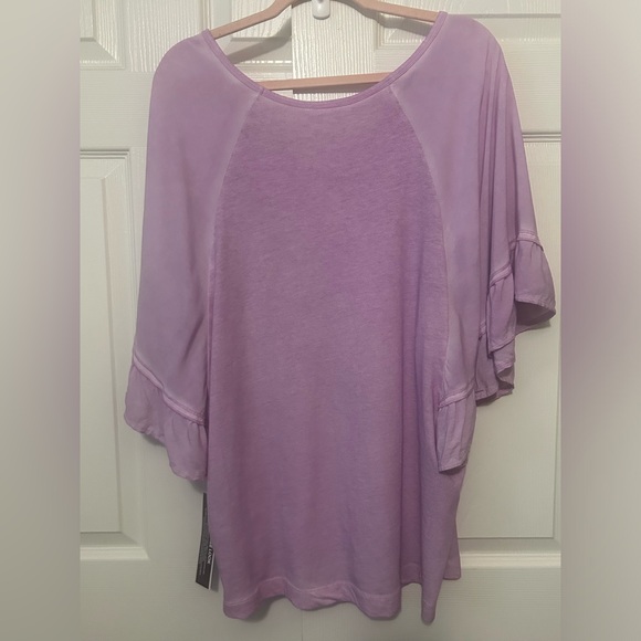 NWT Tribal Jeans Purple Ruffle Sleeve Blouse 1x - Picture 5 of 5
